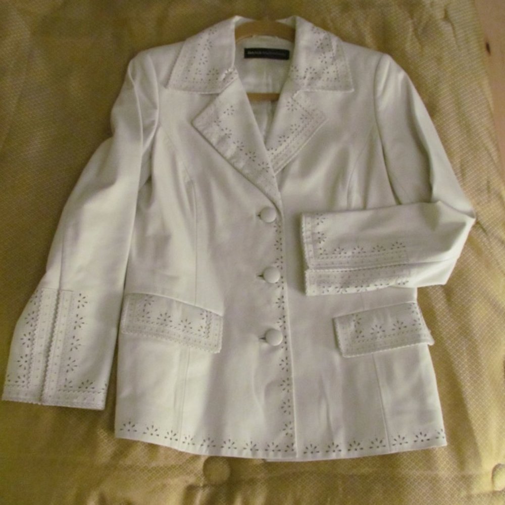 Dana Buchman White Leather Cut-out Jacket